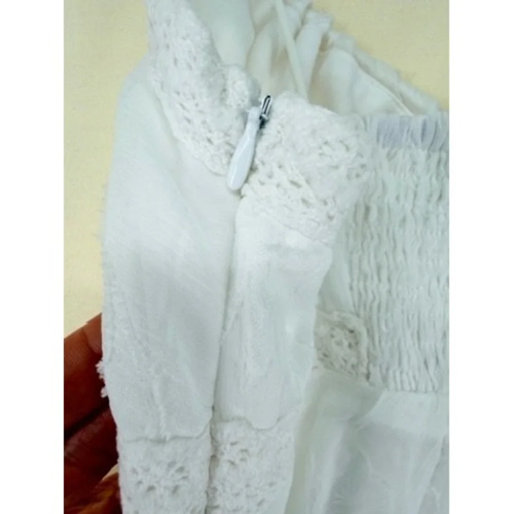 Princess Polly Floral Devore Lace Trim Mini Dress Size 8 White LIKE NEW - Picture 14 of 16